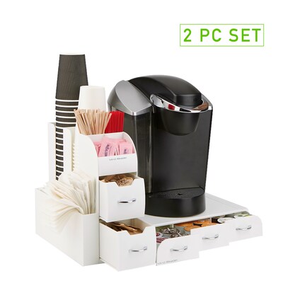 Mind Reader Plastic Coffee Pod Drawer 10-Compartment Condiment Organizer Set, 36 Pod Capacity, White (CMB02-WHT)