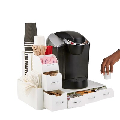 Mind Reader Plastic Coffee Pod Drawer 10-Compartment Condiment Organizer Set, 36 Pod Capacity, White (CMB02-WHT)