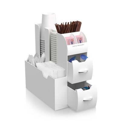 Mind Reader Plastic Coffee Pod Drawer 10-Compartment Condiment Organizer Set, 36 Pod Capacity, White (CMB02-WHT)