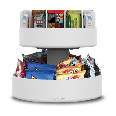 Mind Reader Supreme Lazy Suzan 2 Tiered Breakroom Snack Organizer, White (SNACKCAR-WHT)