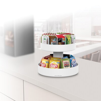 Mind Reader Supreme Lazy Suzan 2 Tiered Breakroom Snack Organizer, White (SNACKCAR-WHT)