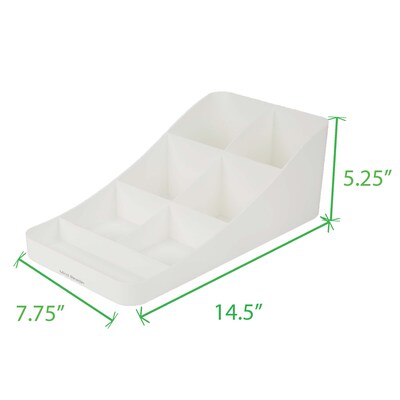 Mind Reader 7 Compartment Plastic Coffee Cup and Condiment Organizer, White (COMP7-WHT)