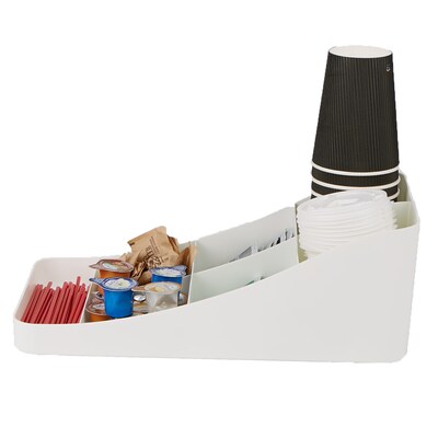Mind Reader 7 Compartment Plastic Coffee Cup and Condiment Organizer, White (COMP7-WHT)