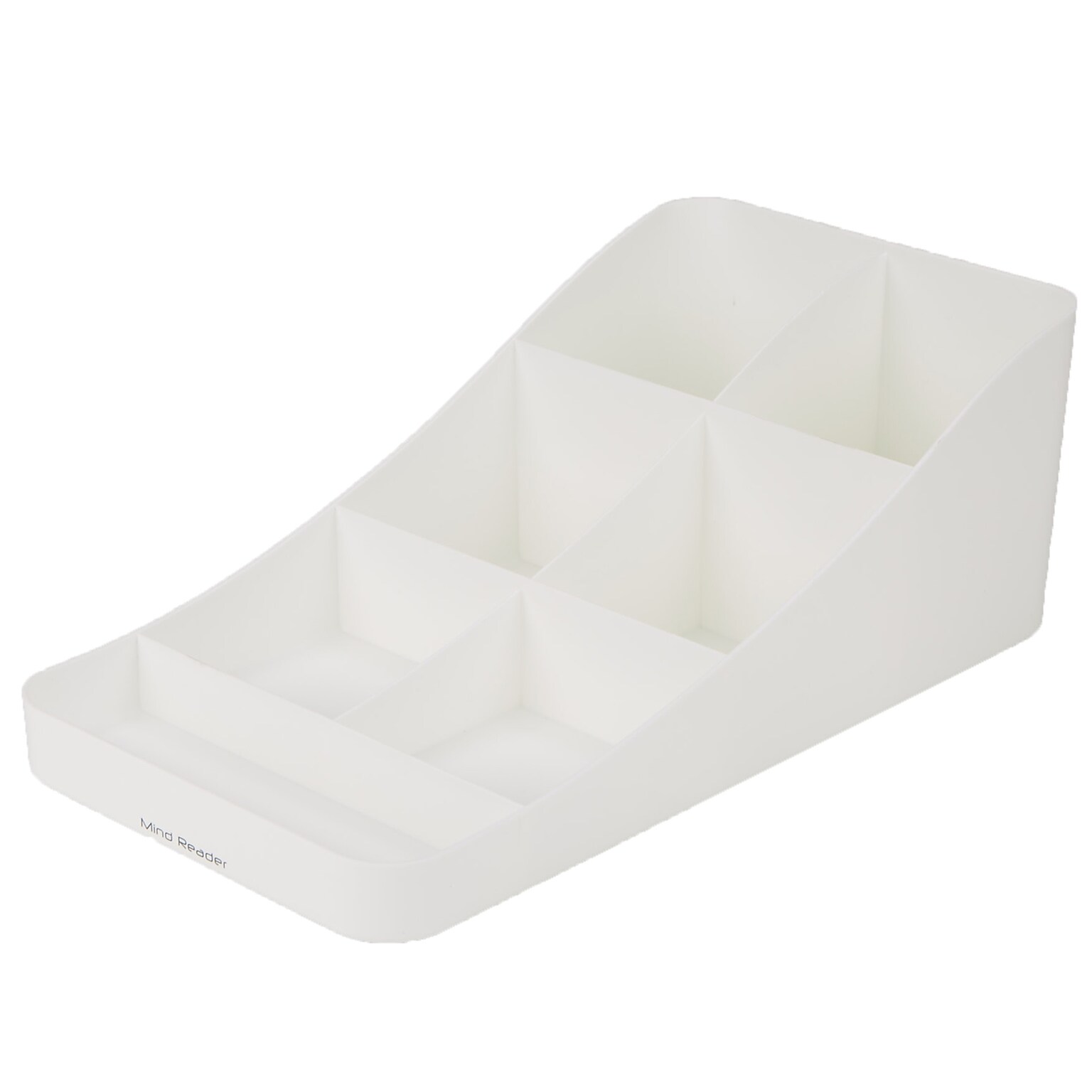 Mind Reader 7 Compartment Plastic Coffee Cup and Condiment Organizer, White (COMP7-WHT)