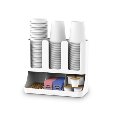 Mind Reader Flume 6 Compartment Upright Coffee Condiment and Cups Organizer, White (UPRIGHT6-WHT)