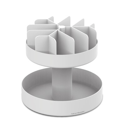 Mind Reader 2-Tier Plastic Lazy Susan Coffee Countertop Organizer, White (SNACKCAR-WHT)