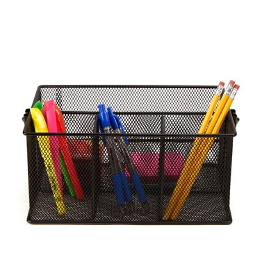 Mind Reader Network Collection 4-Compartment Mesh Storage Basket, Black (MESHBASKET-BLK)