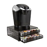 Mind Reader 72 Capacity Double K-Cup Storage Tray with Flower Pattern Metal Mesh, Black (DBMTRAY-BLK