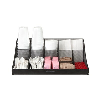 Mind Reader Pioneer 11 Compartment Breakroom Coffee Condiment Organizer, Black Mesh (COMORGMESH-BL