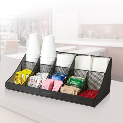 Mind Reader Pioneer 11 Compartment Breakroom Coffee Condiment Organizer, Black Mesh (COMORGMESH-BL