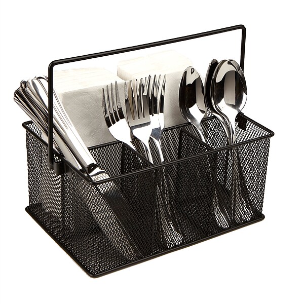 Mind Reader Network Collection 4-Compartment Mesh Storage Basket, Black (MESHBASKET-BLK)