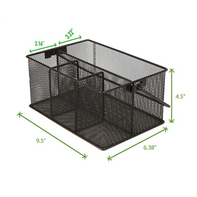 Mind Reader Network Collection 4-Compartment Mesh Storage Basket, Black (MESHBASKET-BLK)