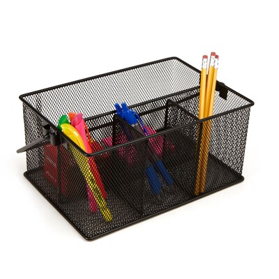 Mind Reader Network Collection 4-Compartment Mesh Storage Basket, Black (MESHBASKET-BLK)