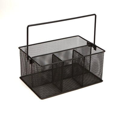 Mind Reader Network Collection 4-Compartment Mesh Storage Basket, Black (MESHBASKET-BLK)