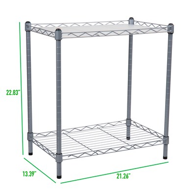 Mind Reader 2 Tier Microwave Shelf and Rack with 6 Hooks, Silver (COUMIC2T-SIL)