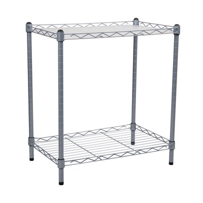Mind Reader 2 Tier Microwave Shelf and Rack with 6 Hooks, Silver (COUMIC2T-SIL)