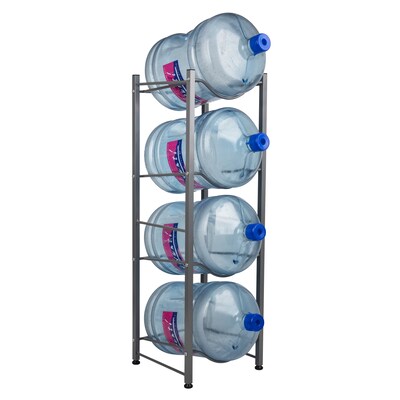 Mind Reader 4 Tier Stainless Steel Heavy Duty Water Cooler Jug Rack, Silver (4TJUG-SIL)