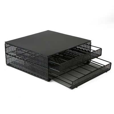 Mind Reader Plastic Coffee Pod Organizer with 2 Drawers, 72 Pod Capacity, Black (DBMTRAY-BLK)