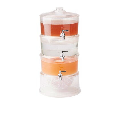 Mind Reader Foundation Collation 3 Tier Beverage Dispenser with Ice Bottom, Acrylic, Clear (3TBEVD-C