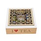 Mind Reader Tea Box Storage Holder with Wood Floral Pattern, Brown (TEABOX-BRN)