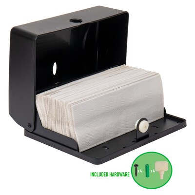Mind Reader Plastic Wall Mount Paper Towel Dispenser Tri-Fold Paper Towel Holder, Black (PTWIDE-BLK)