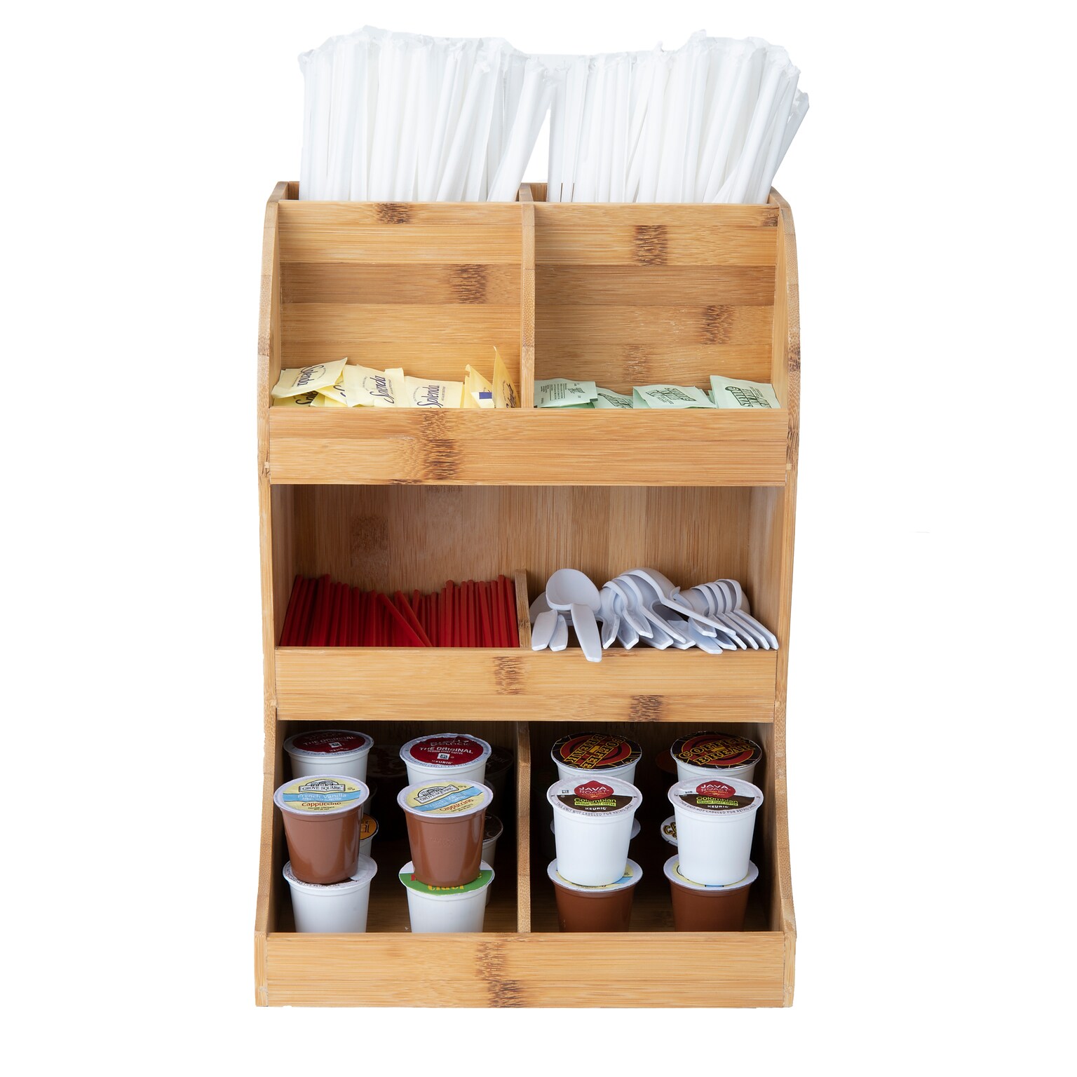 Mind Reader 8 Compartment Bamboo Coffee Organizer, Brown (TOWERBM-BRN)