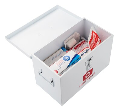 Mind Reader First Aid Storage Box Organizer, White (1AID-WHT)