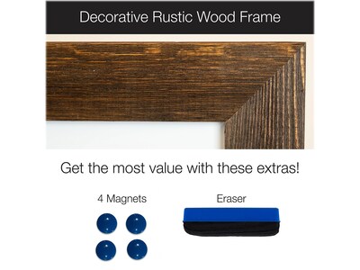 Excello Global Products Magnetic Dry-Erase Whiteboard, Rustic Wood Frame, 2 x 1.5 (EGP-HD-0077)