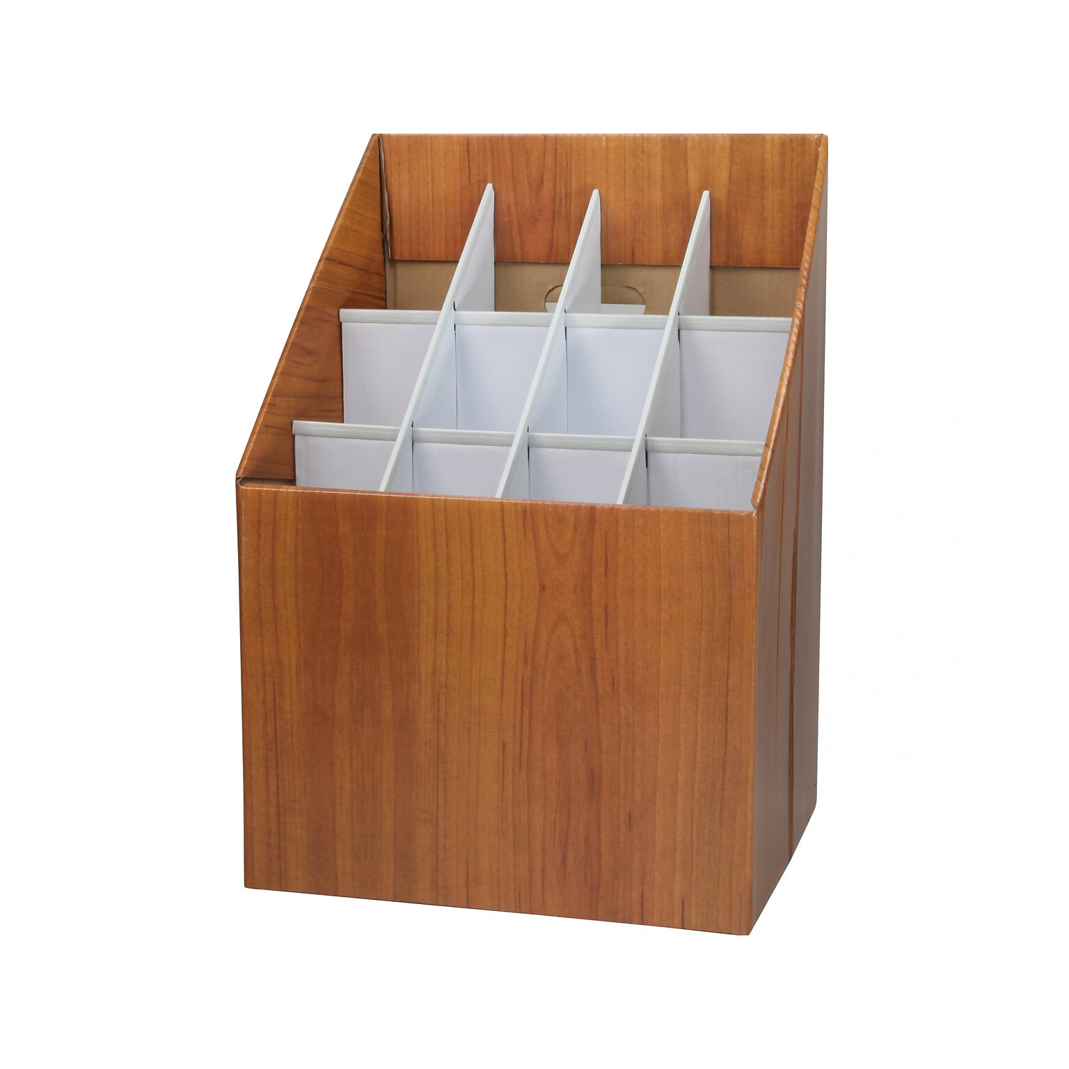 AdirOffice 12-Slot Roll File Box, Walnut, 15, 2/Pack (627-2PK)