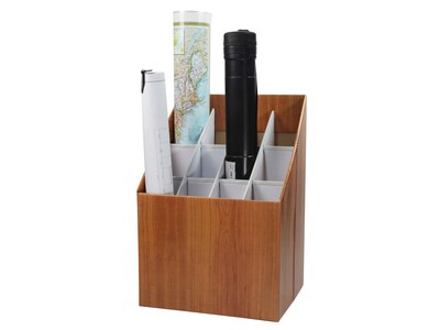 AdirOffice 12-Slot Roll File Box, Walnut, 15", 2/Pack (627-2PK)