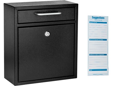 AdirOffice Ultimate Locking Wall Mounted Drop Box, Medium, Black (631-05-BLK-PKG)