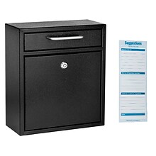 AdirOffice Ultimate Locking Wall Mounted Drop Box, Medium, Black (631-05-BLK-PKG)