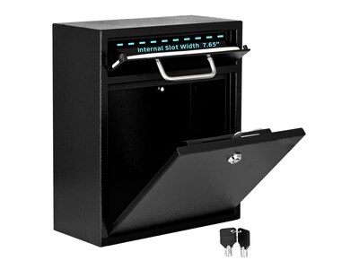 AdirOffice Steel Ultimate Locking Wall Mounted Drop Box Interoffice Mailbox, Medium, Black (631-05-B