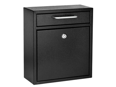 AdirOffice Steel Ultimate Locking Wall Mounted Drop Box Interoffice Mailbox, Medium, Black (631-05-BLK-PKG)