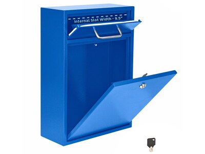 AdirOffice Ultimate Locking Wall Mounted Drop Box, Large, Blue (631-04-BLU-PKG)