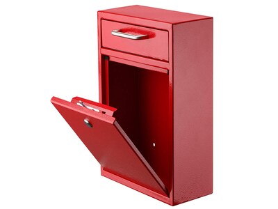 AdirOffice Ultimate Locking Wall Mounted Drop Box, Large, Red (631-04-RED-PKG)