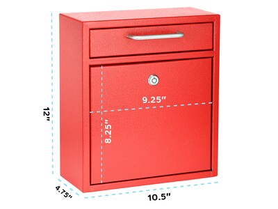AdirOffice Steel Indoor/Outdoor Interoffice Mailbox, Medium, Red (631-05-RED-PKG)