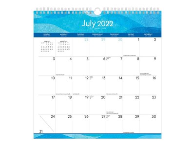 2022-2023 BrownTrout Seaside Currents 12 x 12 Monthly Wall Calendar, White/Blue (9781975456115)