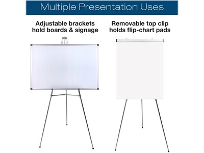 Excello Global Products Flip Chart Presentation Easel, 70", Silver Aluminum, 2/Pack (EGP-HD-0295)