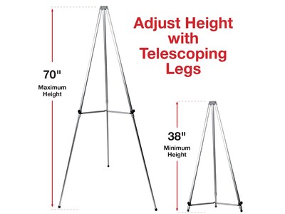 Excello Global Products Flip Chart Presentation Easel, 70", Silver Aluminum, 2/Pack (EGP-HD-0295)