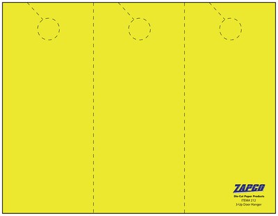 Zapco® 3.67 x 8 1/2 65 lbs. Digital Timberline Cover Door Hanger, Sunfish Yellow, 50/Pack (212-50E