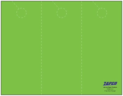 Zapco® 3.67 x 8 1/2 174 GSM Spring Digital Cover Door Hangers, Green, 334/Pack (212-334ETGH43B)