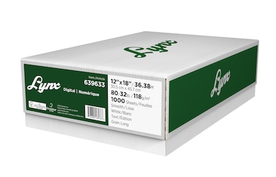 Domtar Lynx Opaque 12 x 18 80 lbs. Digital Ultra Smooth Laser Paper, White, 1000/Case