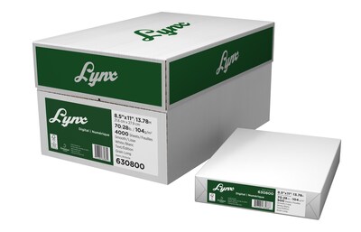 Lynx Opaque 80 lb. Cover Paper, 8.5 x 11, White, 2000 Sheets/Case (638800CASE)