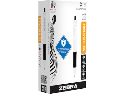 Zebra Sarasa Dry X1+ Retractable Gel Pen, Medium Point, 0.7mm, Black Ink, Dozen (41510)