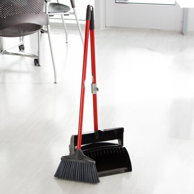 Libman Broom with Dustpan, Black/Red, 2/Carton (919)