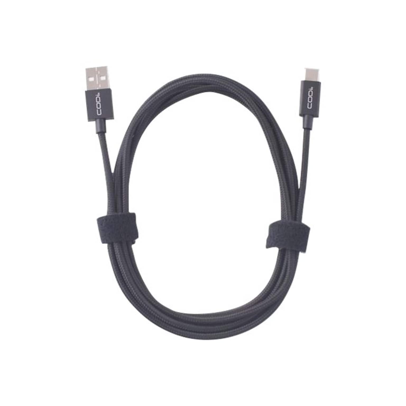 CODi 6 USB-C to USB-A Braided Nylon Charge & Sync Cable, Black (A10161)