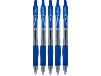 Pilot G2 Retractable Gel Pen, Bold Point, Blue Ink, 5/Pack (G21C5BLU)