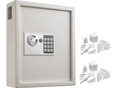 AdirOffice 40-Key Digital Lock Key Cabinet with Key Tags, White (680-40-WHI-689-PKG)