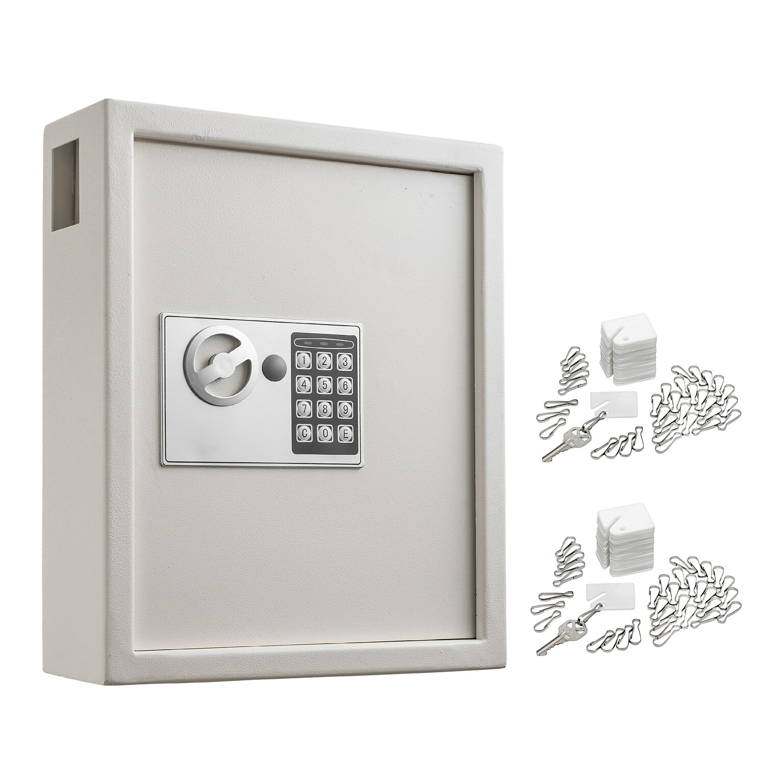 AdirOffice 40-Key Digital Lock Key Cabinet with Key Tags, White (680-40-WHI-689-PKG)